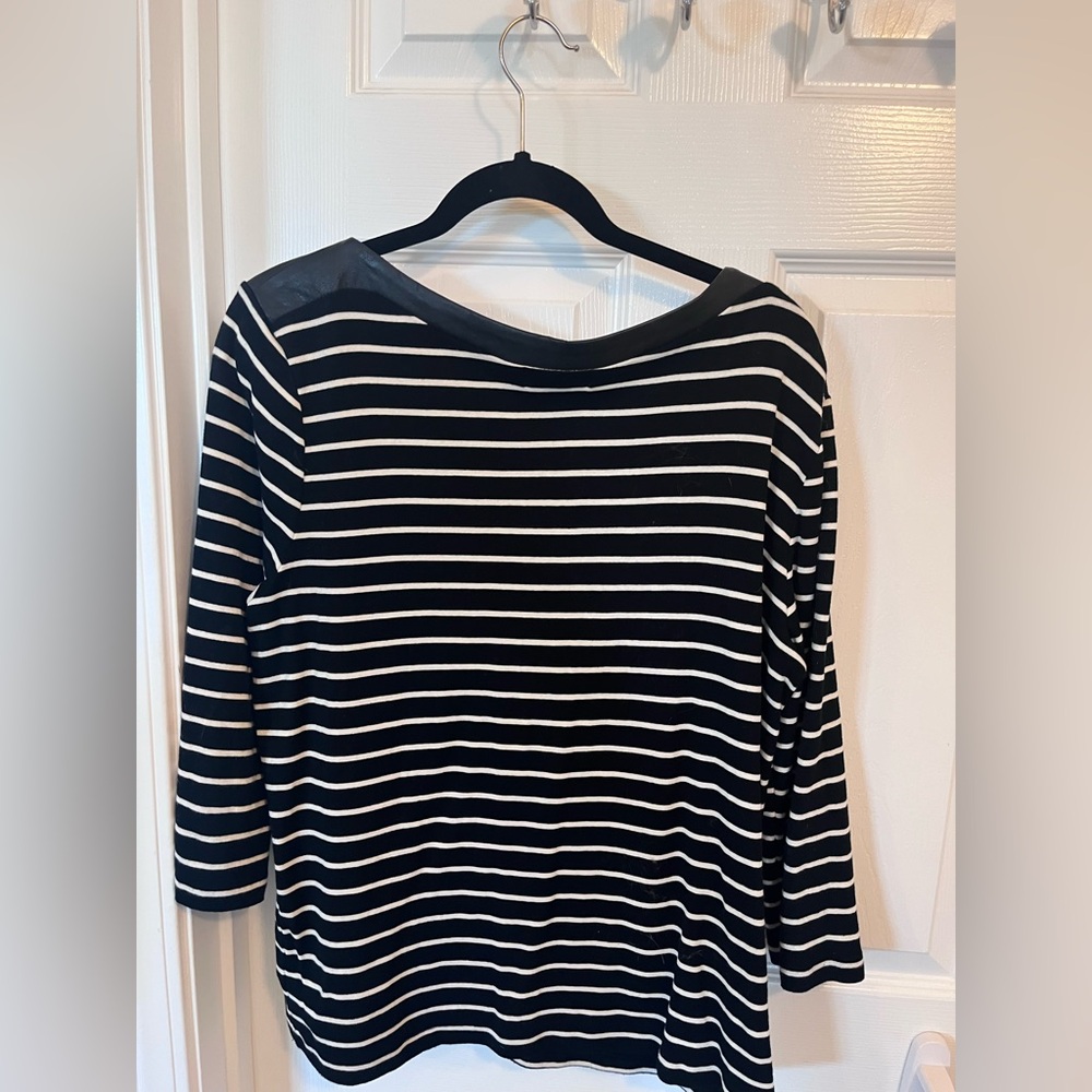 Chaps Black and White Striped Women's Top 2X